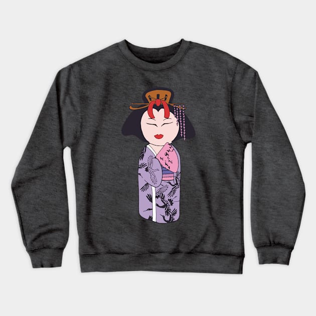 Kokeshi Geisha Crewneck Sweatshirt by E-Maniak